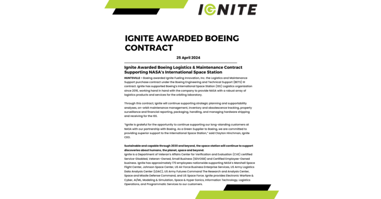Ignite Awarded Boeing Contract